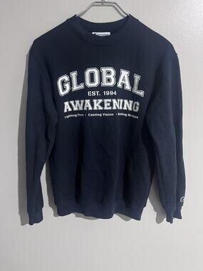 Champion Sweatshirt Boys 14-16 Blue Global Awakening Pullover Crew Graphic Logo